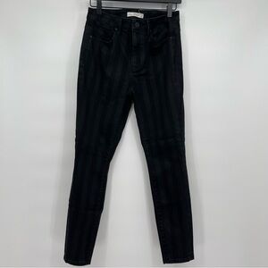 Anthropologie Unpublished Denim High Rise Skinny Jeans Black Stripes Size 27